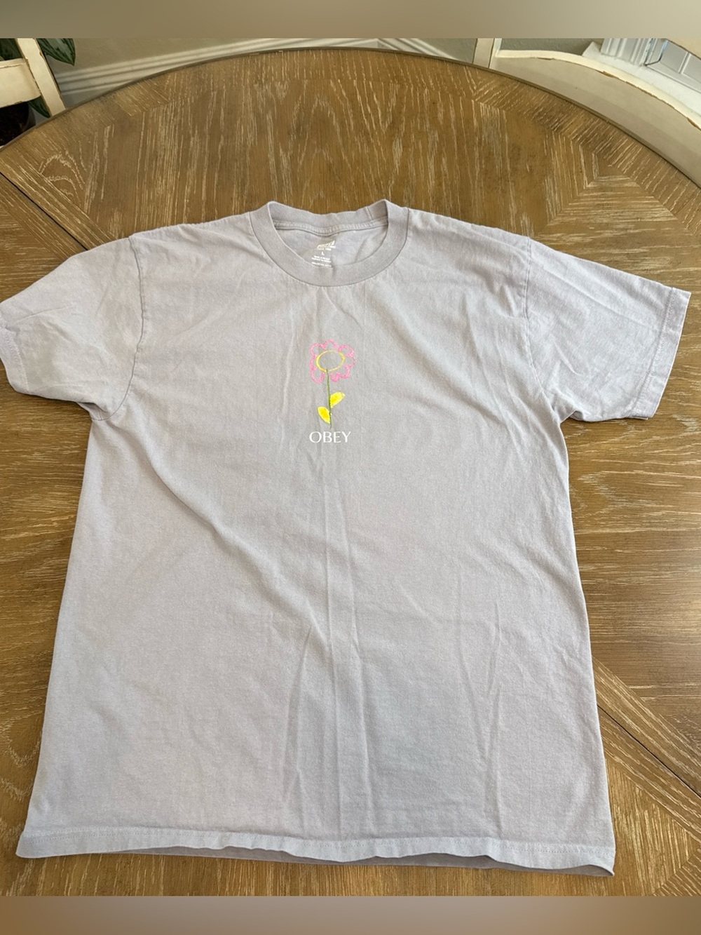 Obey Tee Shirt with Floral Logo and graphic